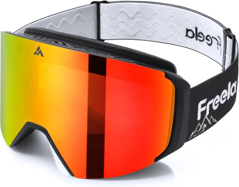 Freela Ski Goggles- Frameless, Magnetic OTG Snow Goggles Interchangeable Lens UV400 Protection Anti-Fog for Adult Men Women - Image 1